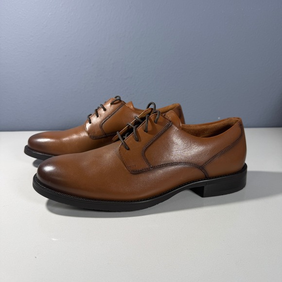 Cole Haan Bedford Plain Toe Derby Men Tan Leather Dress Shoes Size 9